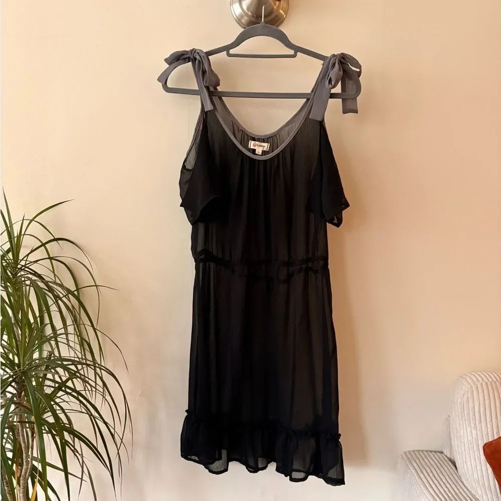 Black Sheer Dress with Tie Straps Size Large
